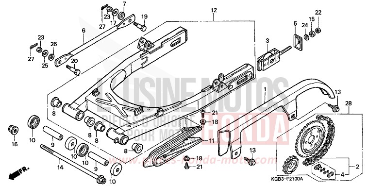 SWINGARM for Shadow VT125C MUTE BLACK METALLIC (NH359) from 2000